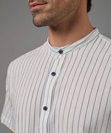 CAMISA MANGA CORTA CASUAL LOOK LINO CUELLO NERU CLASSIC FIT AZUL A RAYAS PV26
