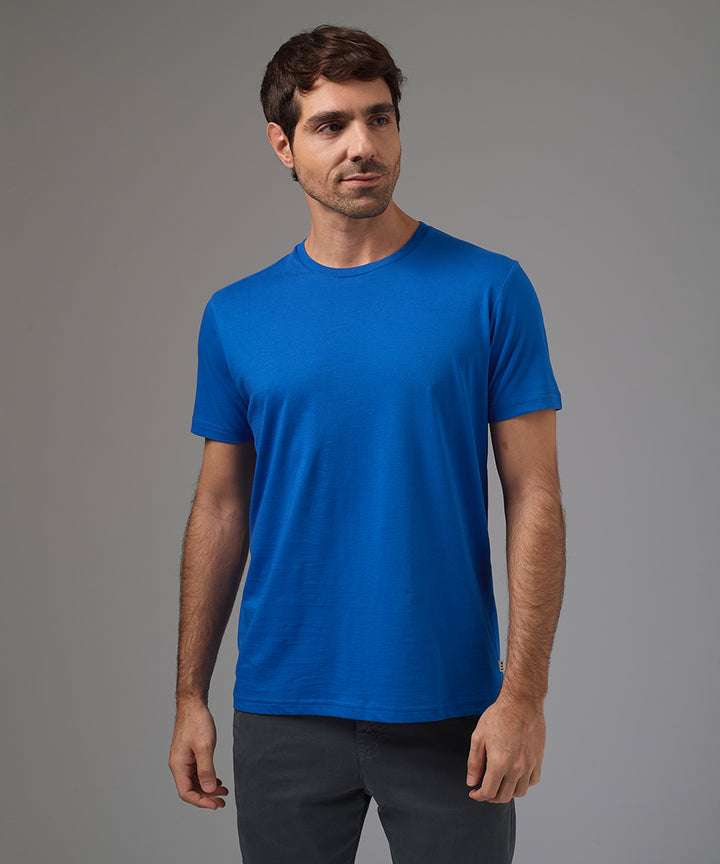 POLO MANGA CORTA JERSEY CUELLO REDONDO BASICO AZUL PV26
