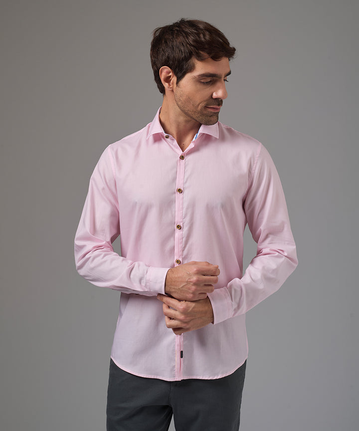 CAMISA MANGA LARGA PECHERA OJAL SLIM FIT ROSA PV26