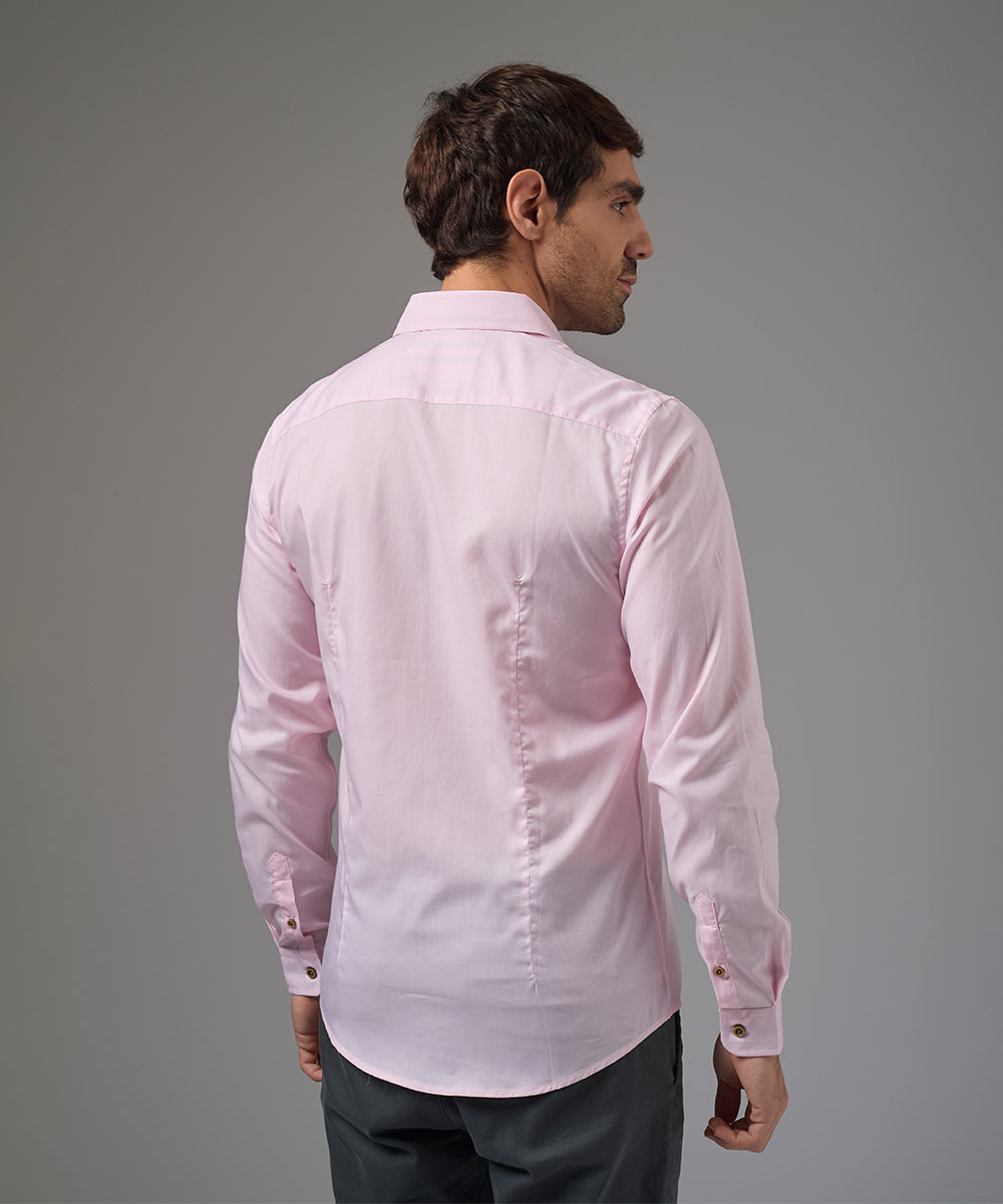 CAMISA MANGA LARGA PECHERA OJAL SLIM FIT ROSA PV26