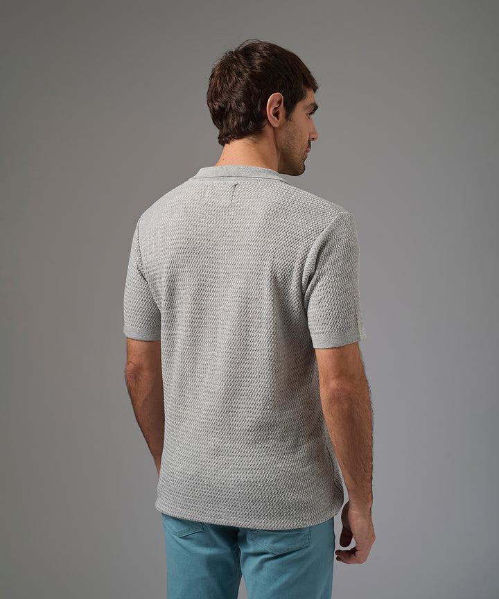 POLO MANGA CORTA PET CUELLO BOX SIN BOTON GRIS PV26