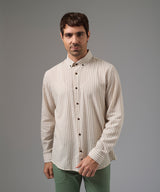 CAMISA MANGA LARGA CASUAL LOOK LINO RAYAS CUELLO BD CLASSIC FIT BEIGE RAYAS PV26