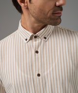 CAMISA MANGA LARGA CASUAL LOOK LINO RAYAS CUELLO BD CLASSIC FIT BEIGE RAYAS PV26