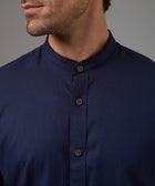 CAMISA MANGA CORTA LOOK LINO CUELLO NERU CLASSIC FIT AZUL MARINO PV26
