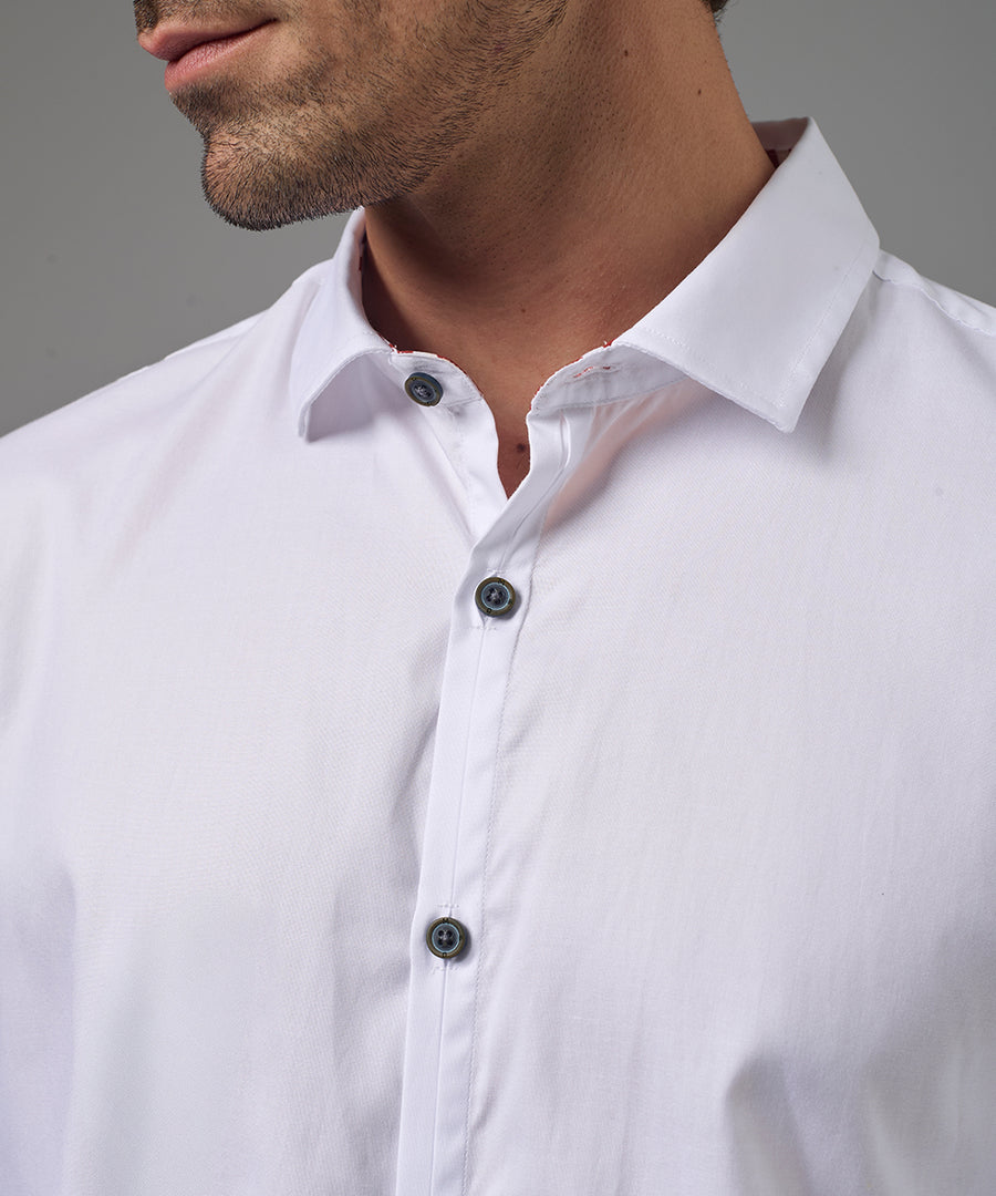 CAMISA MANGA LARGA PECHERA OJAL CLASSIC FIT BLANCO PV26