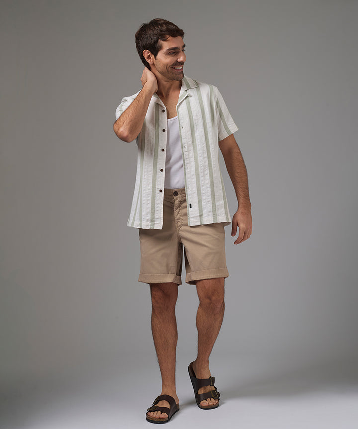 CAMISA MANGA CORTA CALADA CUELLO RESORT CLASSIC FIT VERDE CLARO PV26