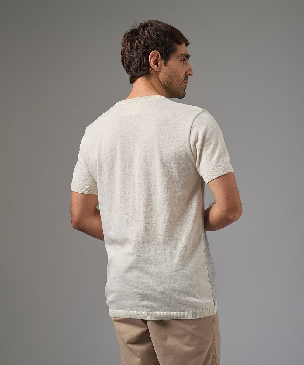 POLO MANGA CORTA PET CUELLO REDONDO CONTRASTE HUESO PV26