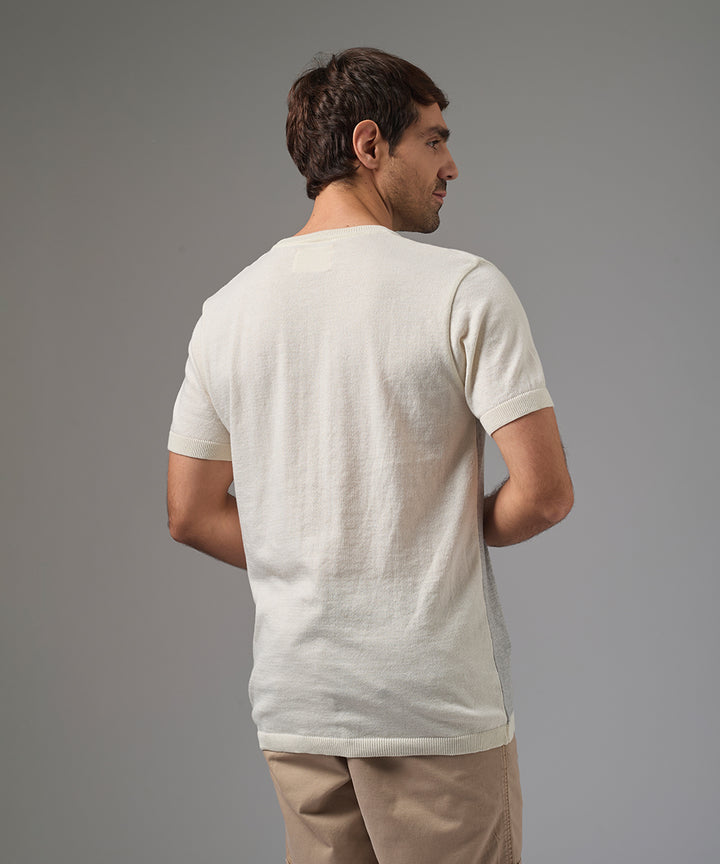 POLO MANGA CORTA PET CUELLO REDONDO CONTRASTE HUESO PV26