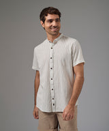 CAMISA MANGA CORTA CASUAL LOOK LINO CUELLO NERU CLASSIC FIT VERDE RAYAS PV26