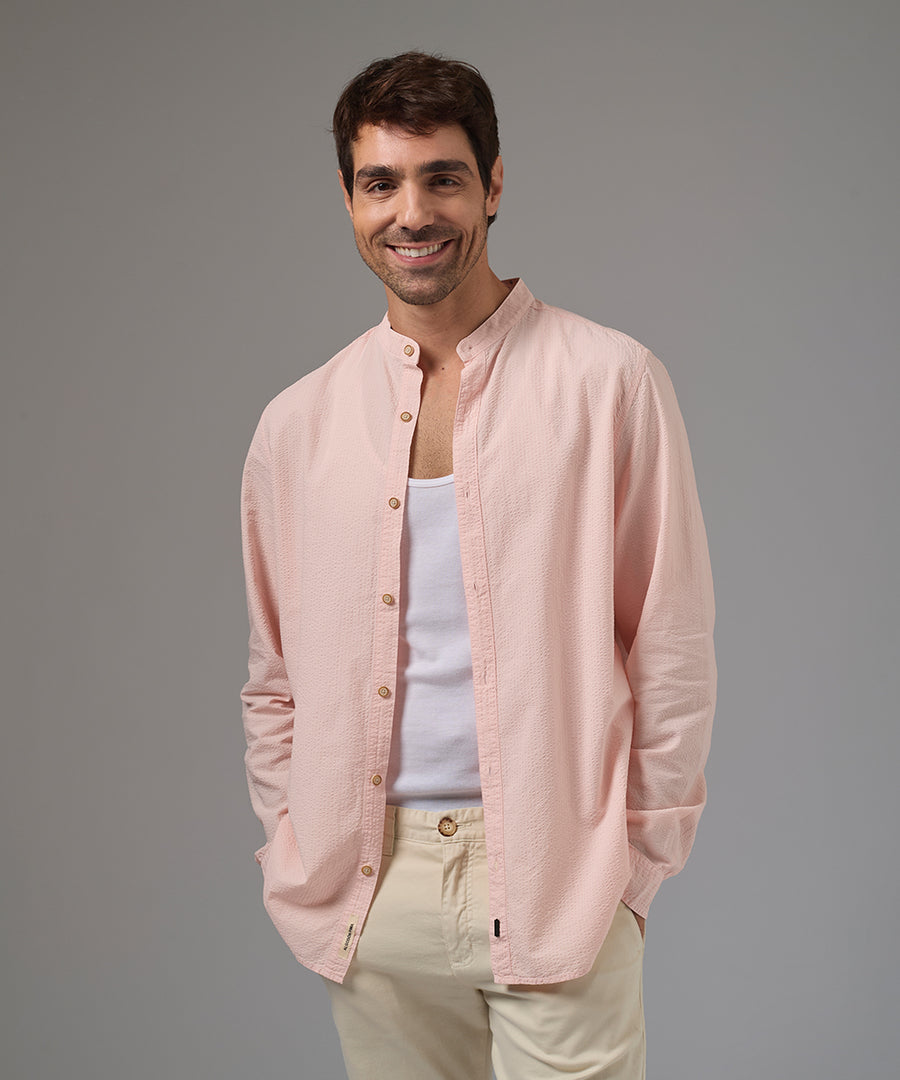 CAMISA MANGA LARGA SEER SUCKER CUELLO NERU CLASSIC FIT ROSA PV26