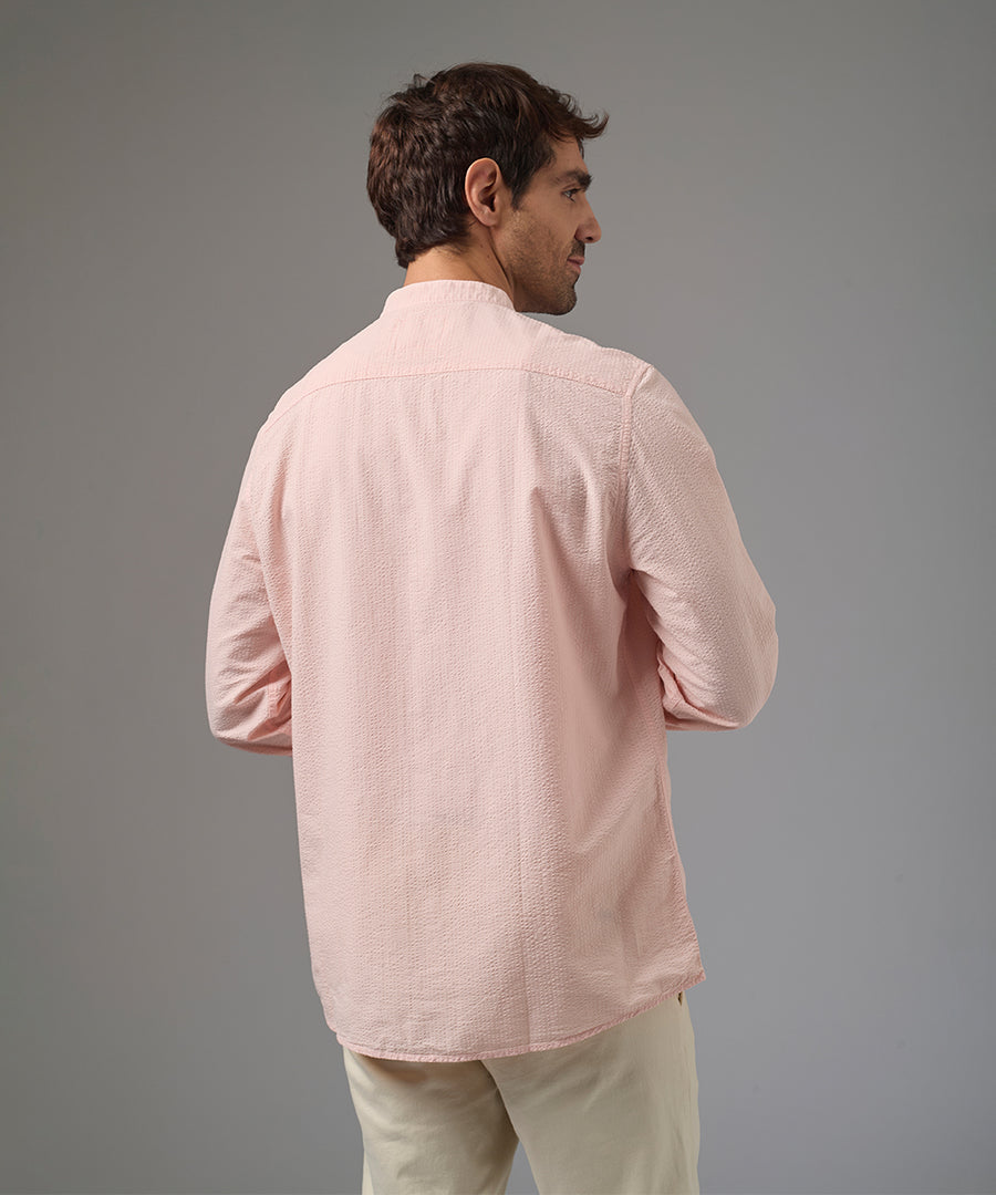 CAMISA MANGA LARGA SEER SUCKER CUELLO NERU CLASSIC FIT ROSA PV26