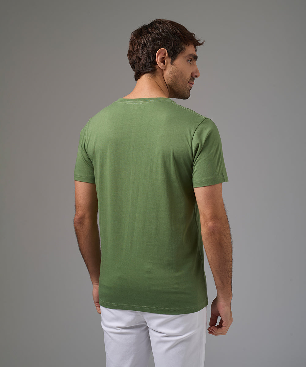 POLO MANGA CORTA JERSEY CUELLO V BASICO VERDE HOJA PV26