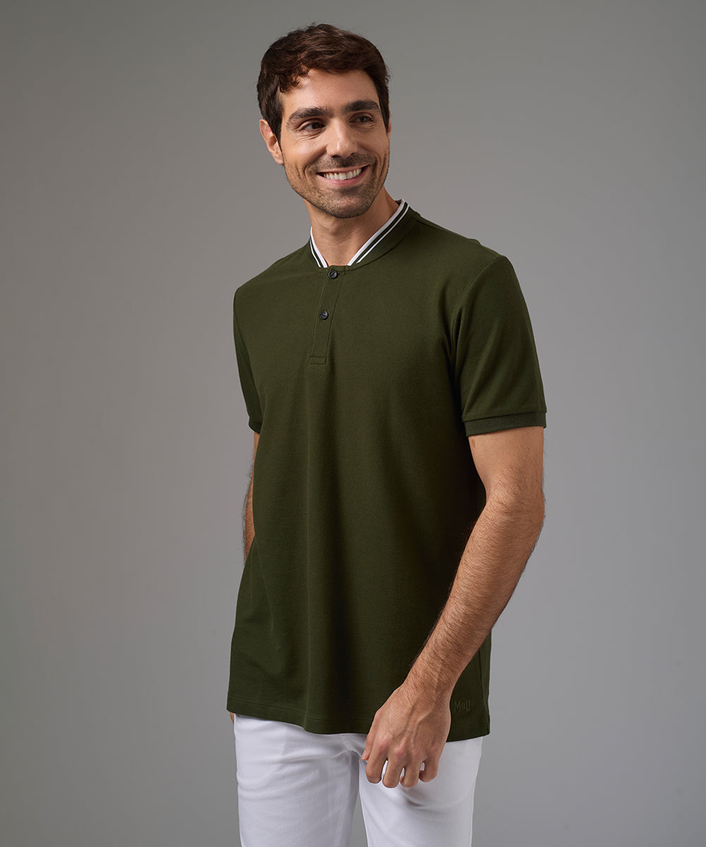 POLO MANGA CORTA PIQUE CUELLO NERU RECTILINEO VERDE PV26