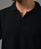 POLO MANGA CORTA PET CUELLO BOX SIN BOTON NEGRO PV26