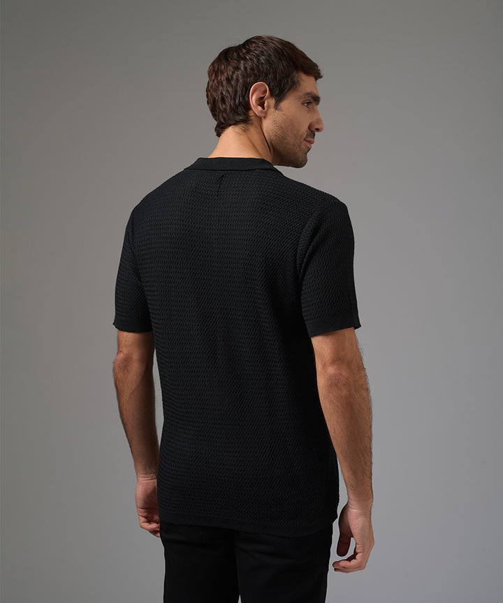POLO MANGA CORTA PET CUELLO BOX SIN BOTON NEGRO PV26