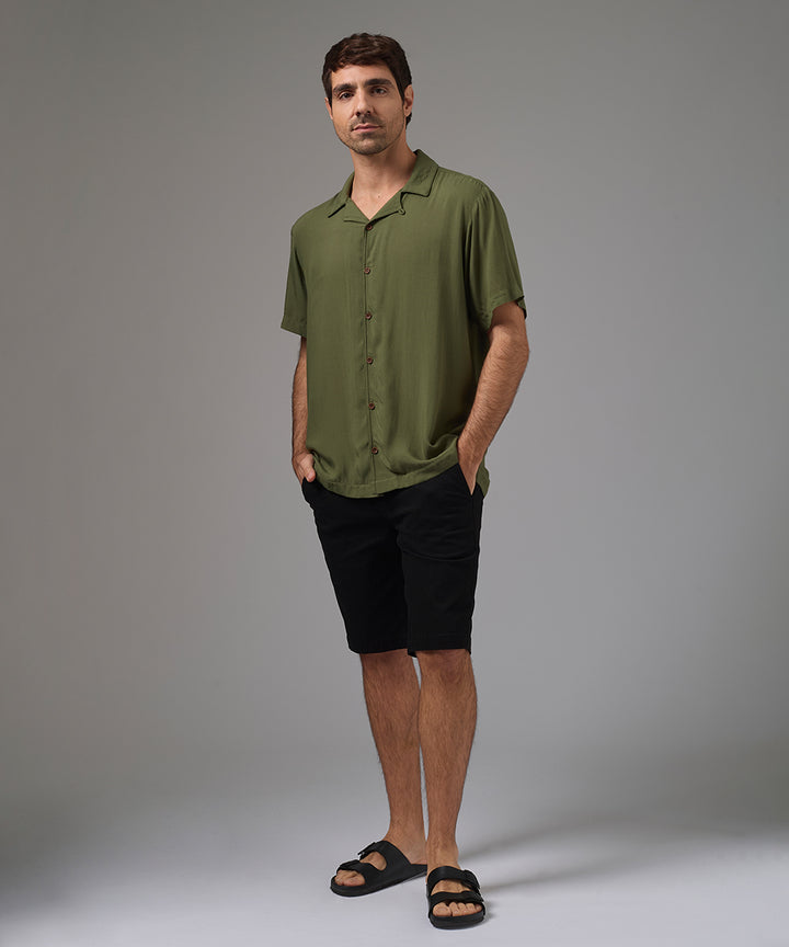 CAMISA MANGA CORTA CUELLO RESORT CLASSIC FIT VERDE PV26