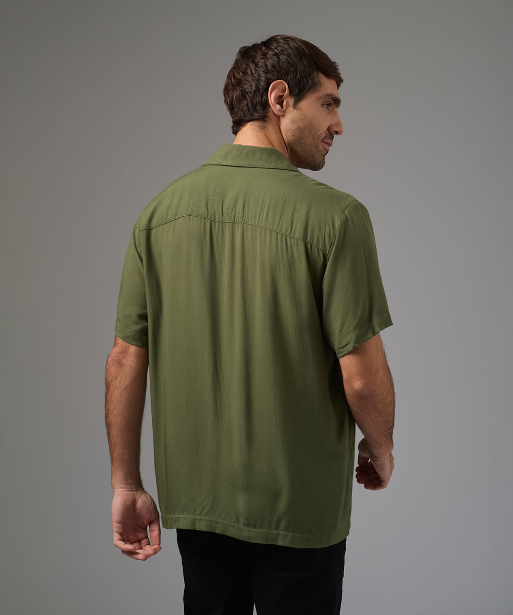 CAMISA MANGA CORTA CUELLO RESORT CLASSIC FIT VERDE PV26