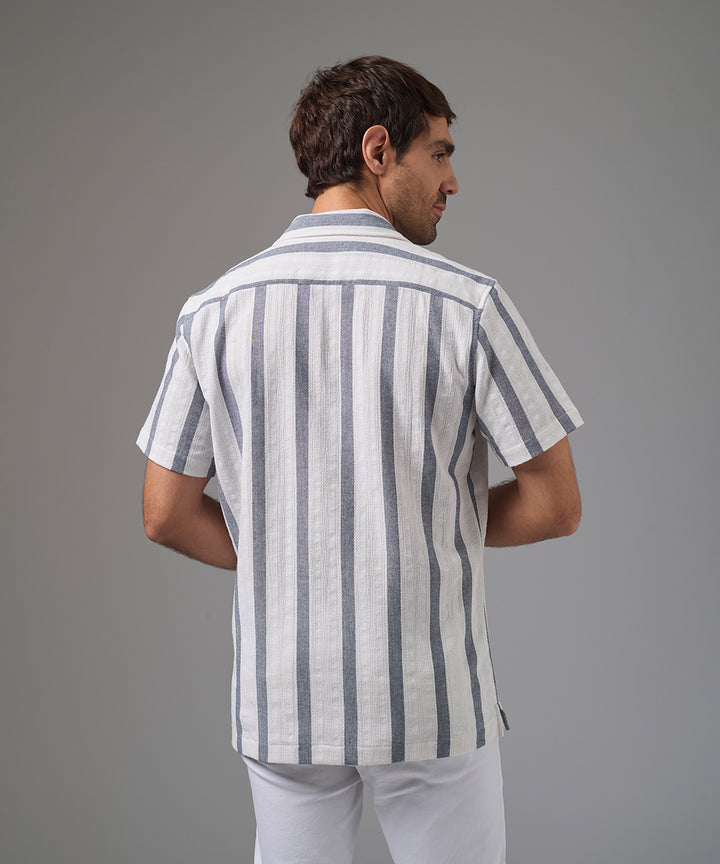CAMISA MANGA CORTA CALADA CUELLO RESORT CLASSIC FIT AZUL PV26