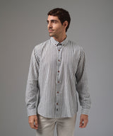 CAMISA MANGA LARGA CASUAL LOOK LINO RAYAS CUELLO BD CLASSIC FIT AZUL A RAYAS PV26