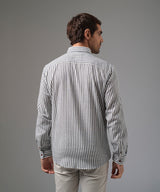 CAMISA MANGA LARGA CASUAL LOOK LINO RAYAS CUELLO BD CLASSIC FIT AZUL A RAYAS PV26