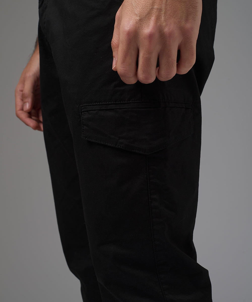 PANTALON DRILL LOOK CARGO SLIM FIT NEGRO PV26