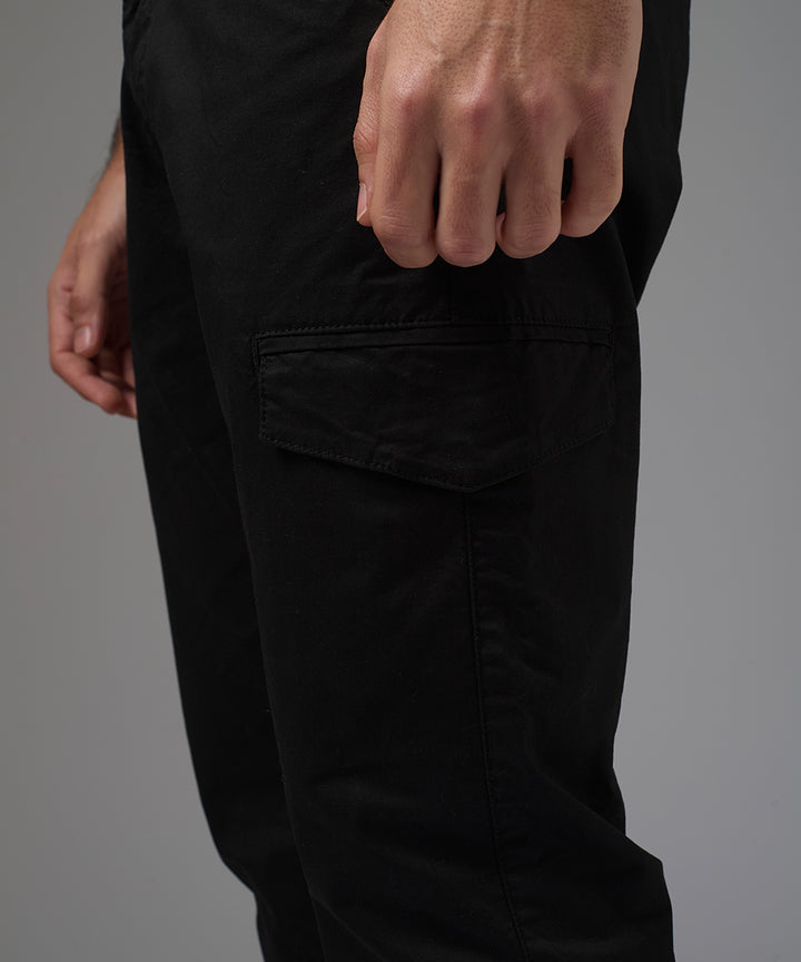 PANTALON DRILL LOOK CARGO SLIM FIT NEGRO PV26