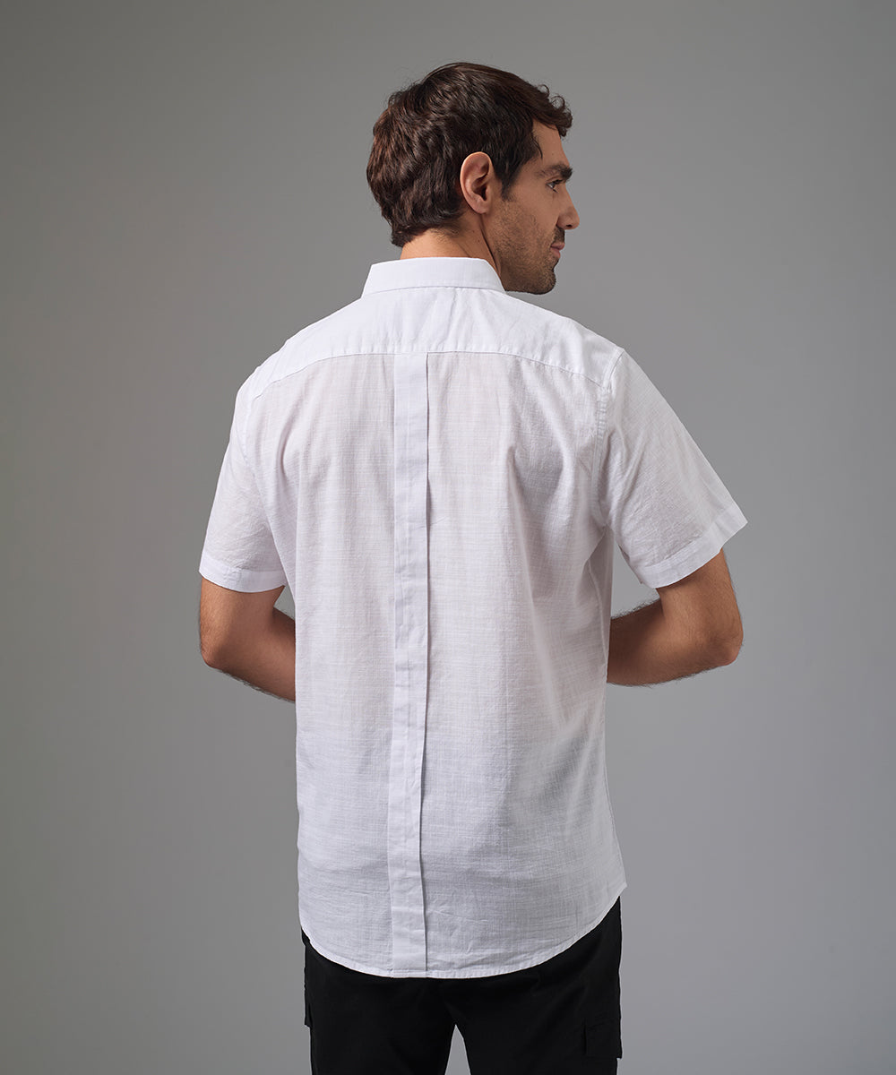 CAMISA MANGA CORTA CASUAL LOOK LINO CR BUTTON DOWN CLASSIC FIT BLANCO PV26