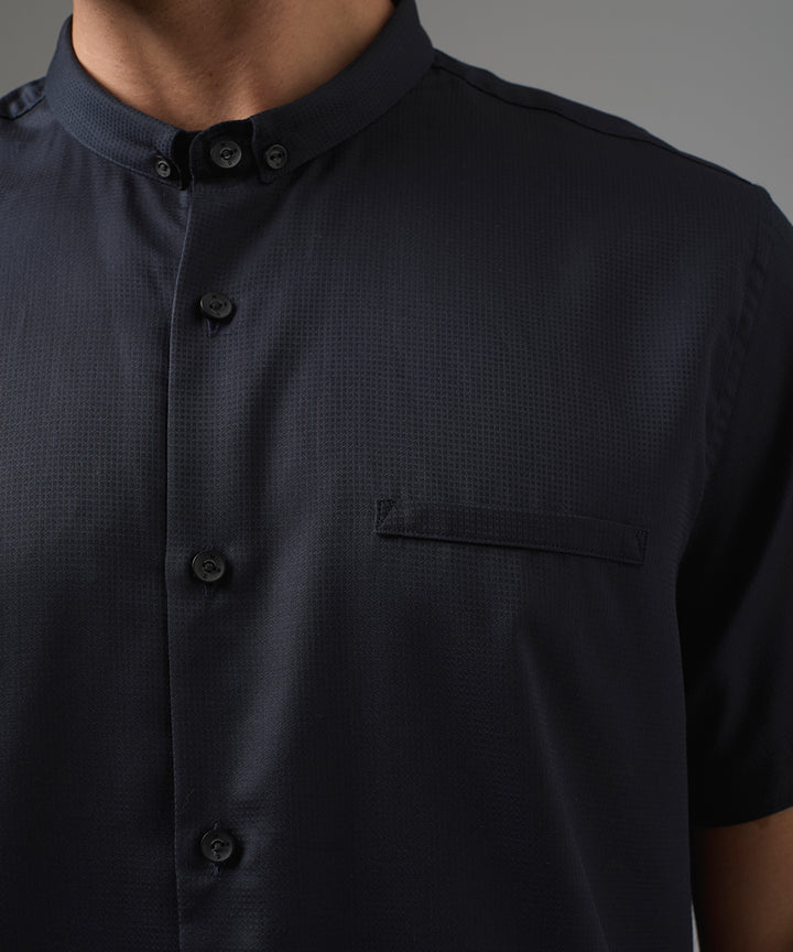 CAMISA MANGA CORTA CUELLO MICRO BD CLASSIC FIT NEGRO PV26