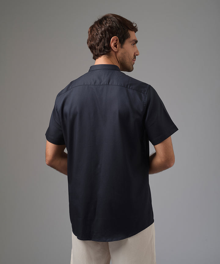 CAMISA MANGA CORTA CUELLO MICRO BD CLASSIC FIT NEGRO PV26