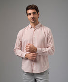 CAMISA MANGA LARGA CASUAL LOOK LINO RAYAS CUELLO BD CLASSIC FIT ROSADO RAYAS PV26