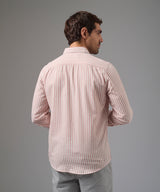CAMISA MANGA LARGA CASUAL LOOK LINO RAYAS CUELLO BD CLASSIC FIT ROSADO RAYAS PV26