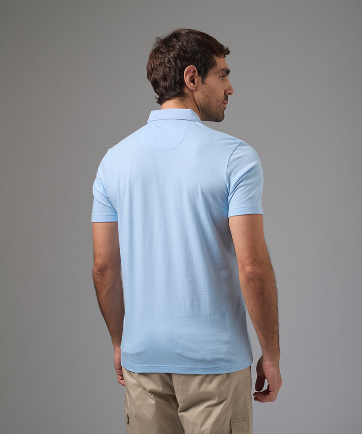 POLO MANGA CORTA JERSEY CUELLO BOX CELESTE PV26