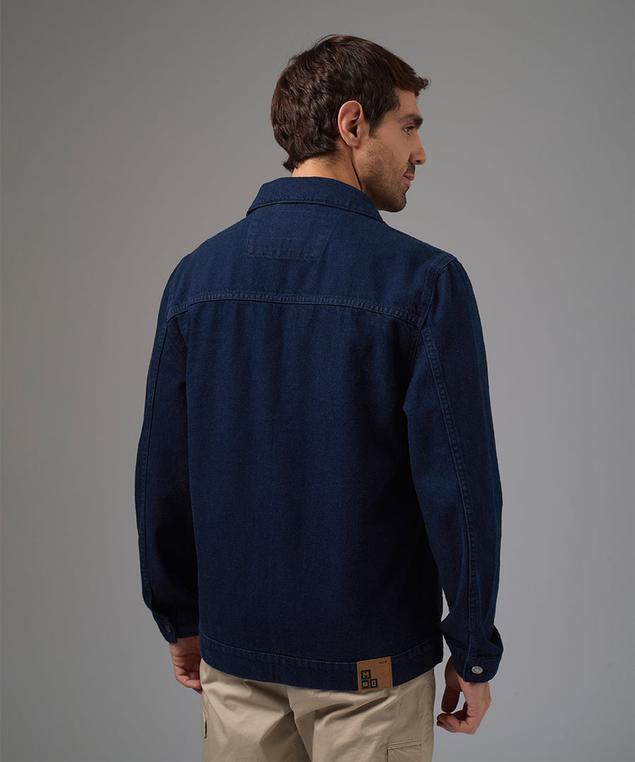 CASACA DENIM PECHERA OJAL SOBRETEÑIDO INDIGO PV26