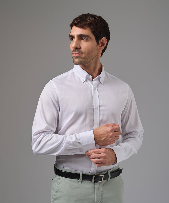 CAMISA MANGA LARGA DE VESTIR CUELLO BUTTON DOWN BLANCO PV26