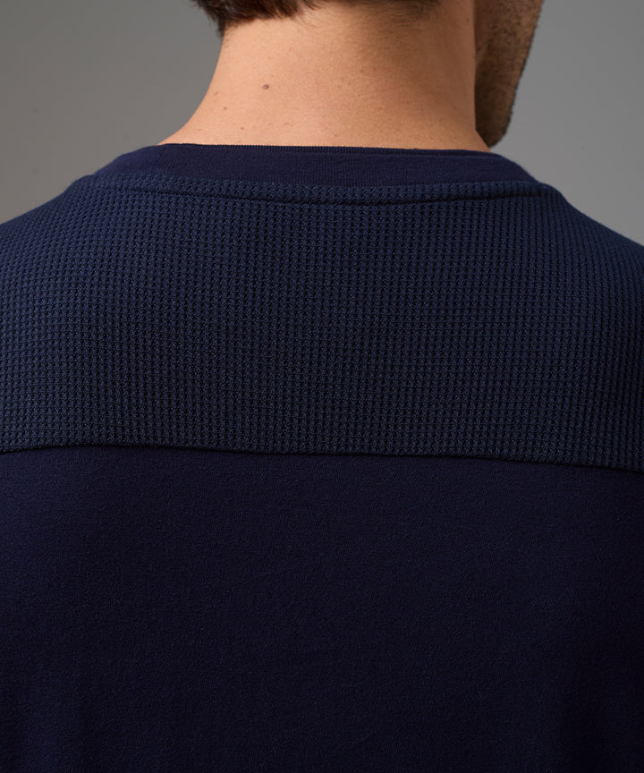 POLO MANGA CORTA JERSEY CUELLO REDONDO WAFER CANESU AZUL MARINO PV26