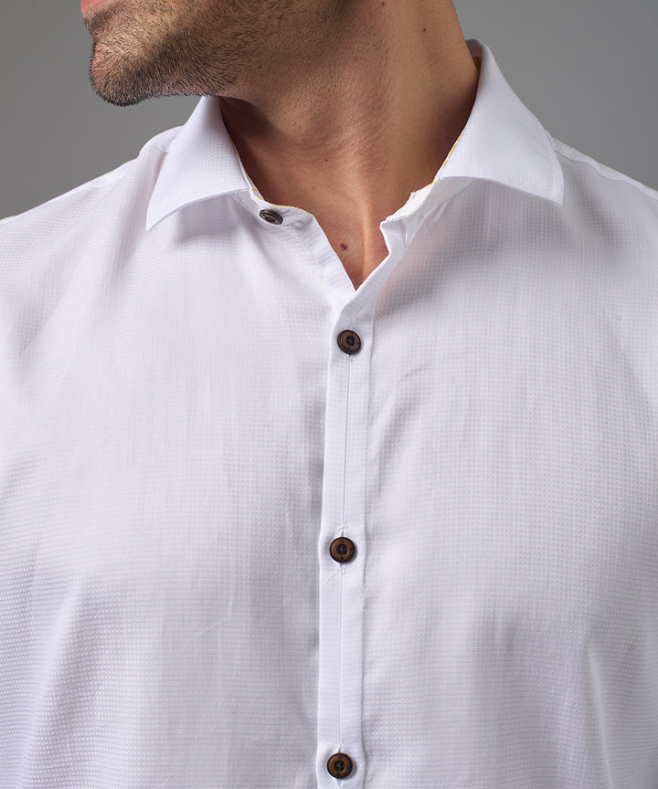 CAMISA MANGA LARGA PECHERA OJAL SLIM FIT BLANCO PV26