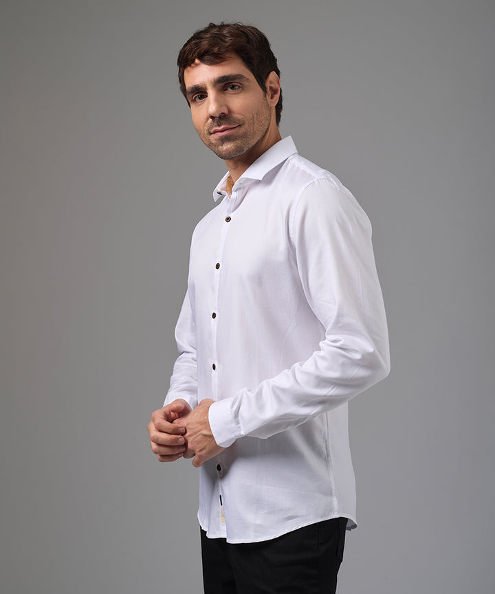 CAMISA MANGA LARGA PECHERA OJAL SLIM FIT BLANCO PV26