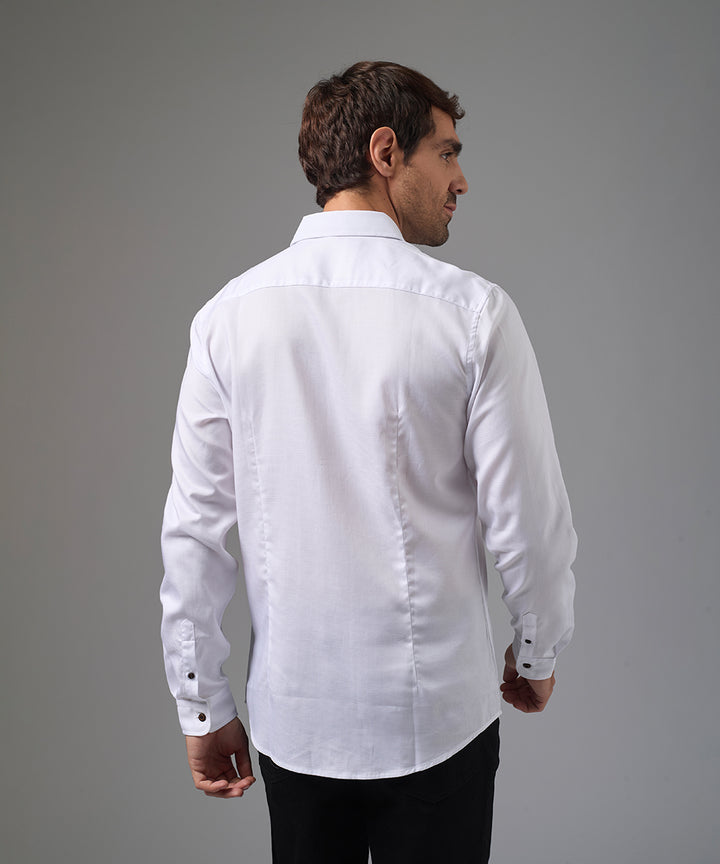 CAMISA MANGA LARGA PECHERA OJAL SLIM FIT BLANCO PV26