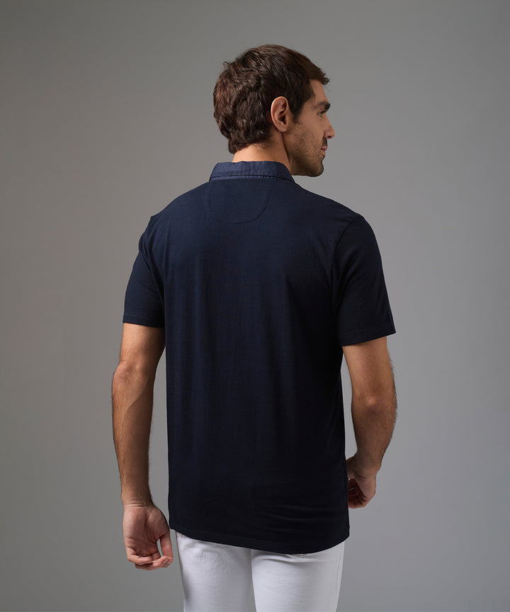 POLO MANGA CORTA JERSEY CUELLO BOX AZUL MARINO PV26