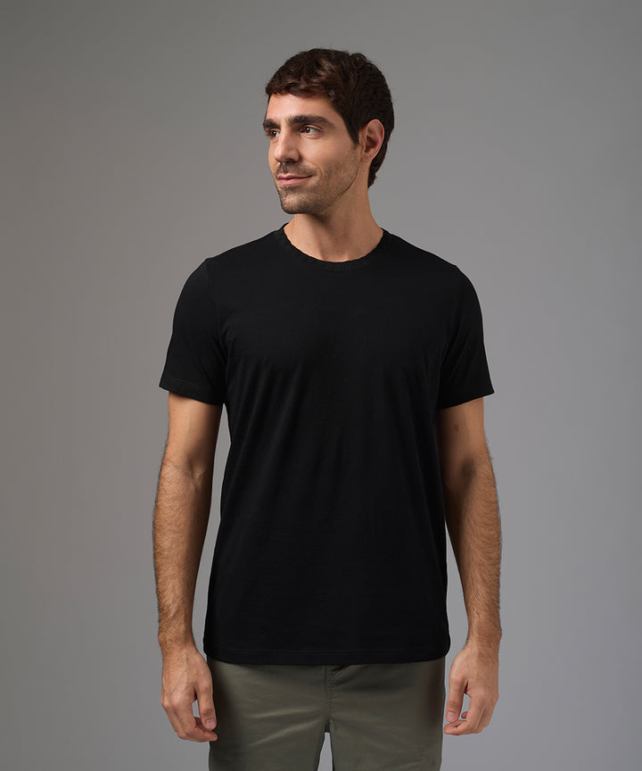 POLO MANGA CORTA JERSEY CUELLO RECTILINEO NEGRO PV26