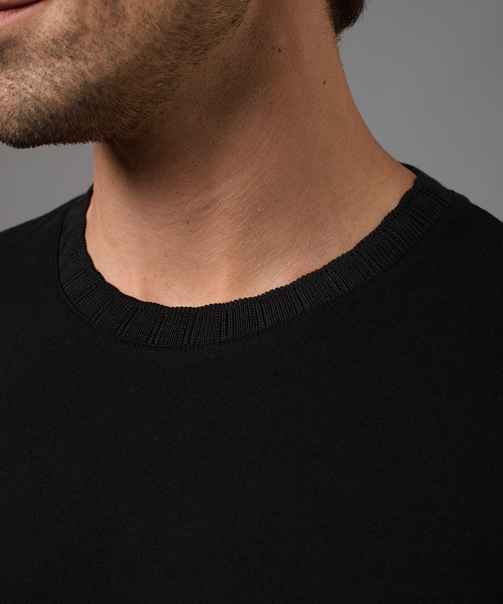 POLO MANGA CORTA JERSEY CUELLO RECTILINEO NEGRO PV26