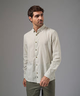 CAMISA MANGA LARGA CASUAL LOOK LINO RAYAS CUELLO BD CLASSIC FIT VERDE RAYAS PV26