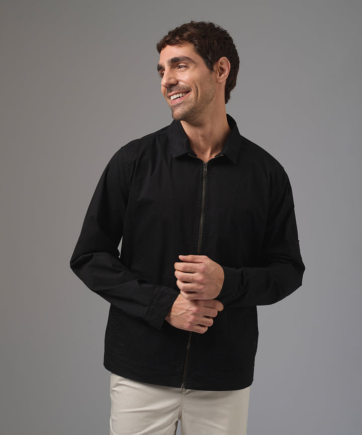 CASACA TAFETA CUELLO REMOVIBLE NEGRO PV26