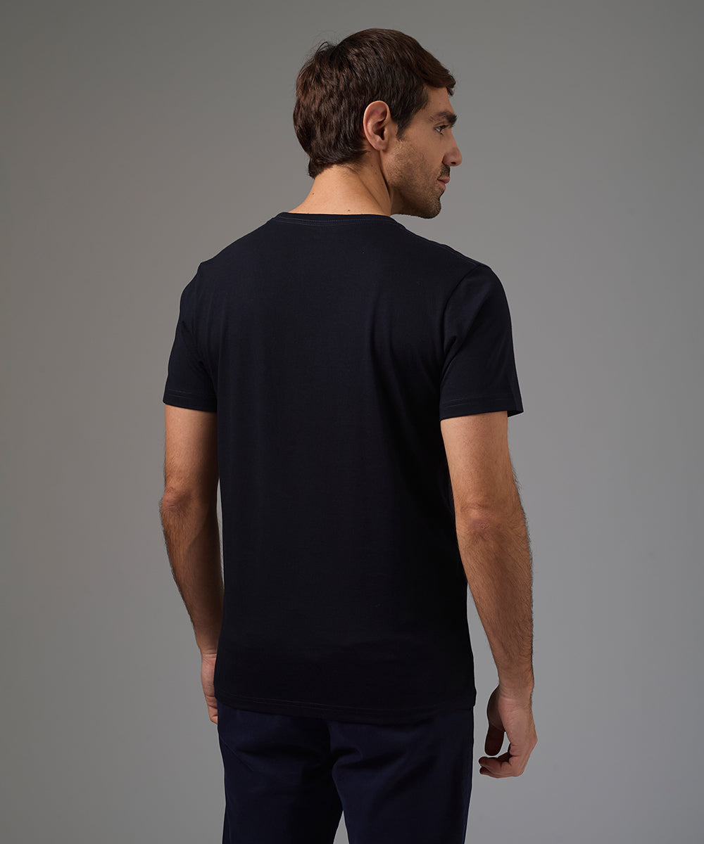 POLO MANGA CORTA BASICO CUELLO REDONDO AZUL MARINO PV26