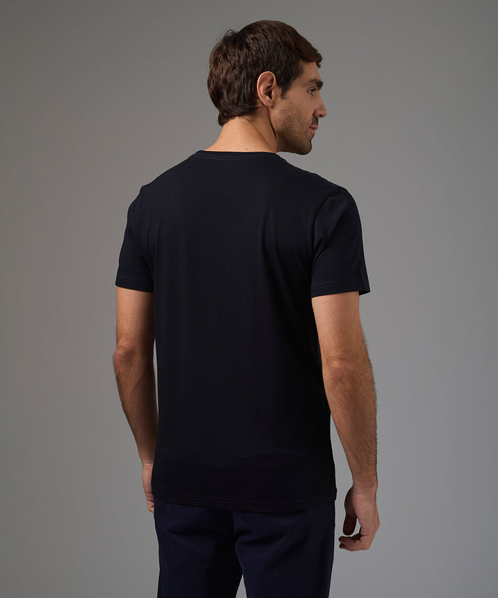 POLO MANGA CORTA BASICO CUELLO REDONDO AZUL MARINO PV26