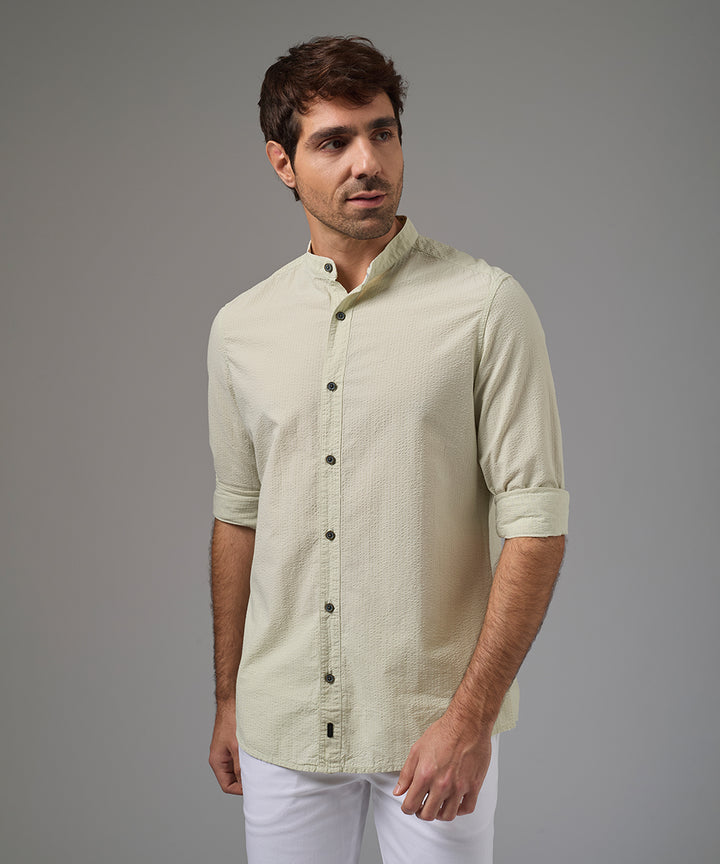 CAMISA MANGA LARGA SEER SUCKER CUELLO NERU CLASSIC FIT VERDE AGUA PV26
