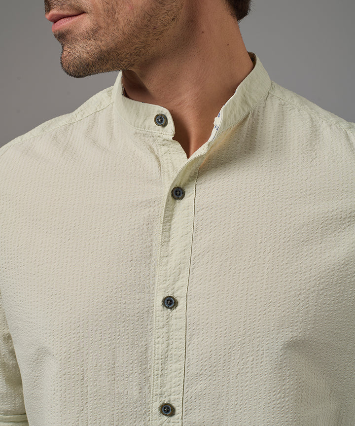 CAMISA MANGA LARGA SEER SUCKER CUELLO NERU CLASSIC FIT VERDE AGUA PV26