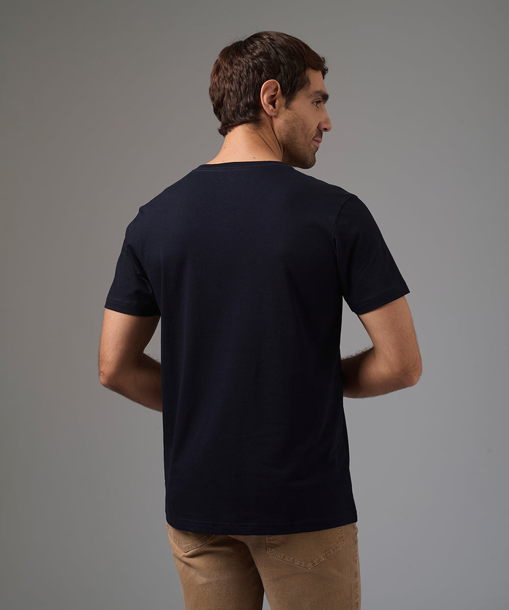 POLO MANGA CORTA CUELLO V BASICO AZUL MARINO PV26
