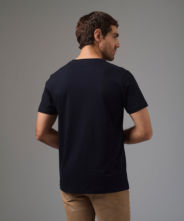 POLO MANGA CORTA CUELLO V BASICO AZUL MARINO PV26