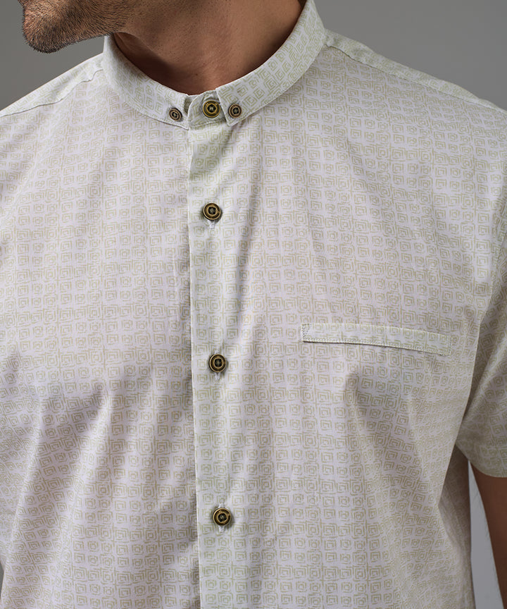 CAMISA MANGA CORTA CUELLO MICRO BD CLASSIC FIT VERDE ESTAMPADO PV26
